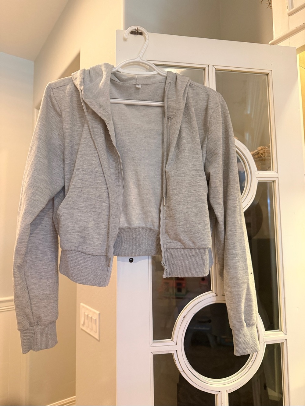 Light Gray Cropped Zip Hoodie